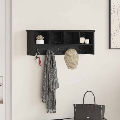Wandmontierter nachttisch Schwarz Eichen-Optik 75 x 16 x 26 cm