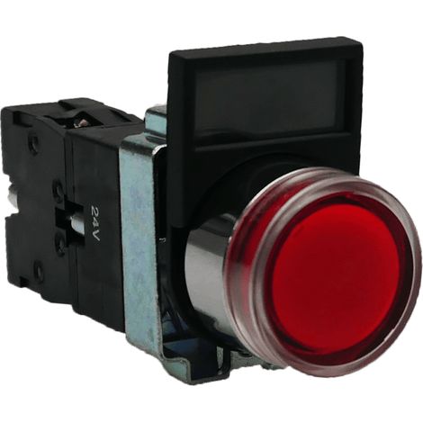 Bouton poussoir lumineux composé rouge + 1NC 24 V