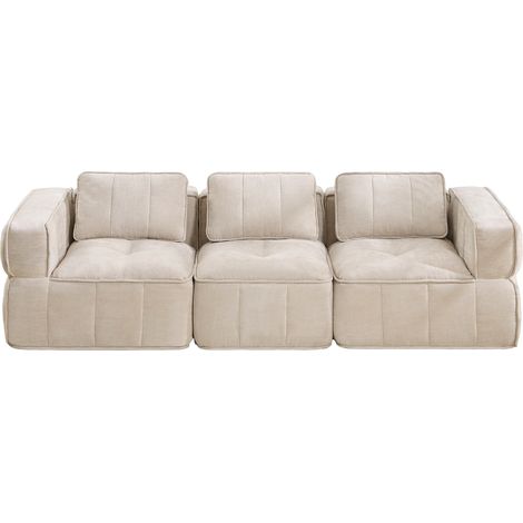 3-Sitzer modulares Sofa in beigem Polyester, 32D-Schaum, ohne Montage (1/5)