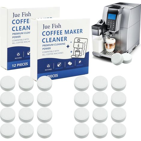 Confezione da 24 pastiglie detergenti – Pulizia trifase per macchine da caffè completamente automatiche, compatibile con macchine Jura, pulizia regolare per la cura e la manutenzione della macchina (1/5)
