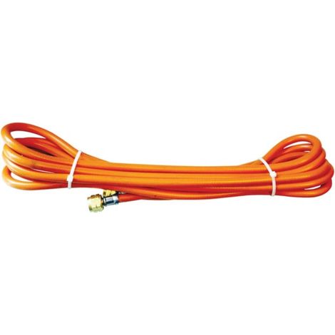 Oxyturbo Tuyau de gaz 5 m, pour propane et butane, raccord G 3/8 gauche, 6 bar, certifié DVGW, tuyau orange pour barbecue, brûleur à gaz, chauffage et cuisinière (1/2)