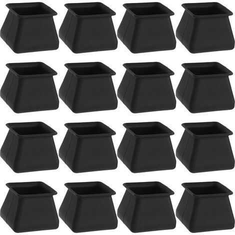 Grands protège-pieds de chaise carrés noirs en silicone antidérapant (1/5)