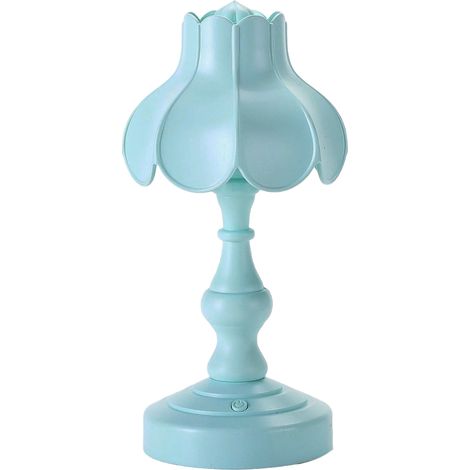 Retro-Schreibtischlampe in Lotusblattform, raffiniert und charmant, 3 Leuchtmittel, kleine Nachttischlampe für ein Mädchenzimmer, hellblau (1/5)
