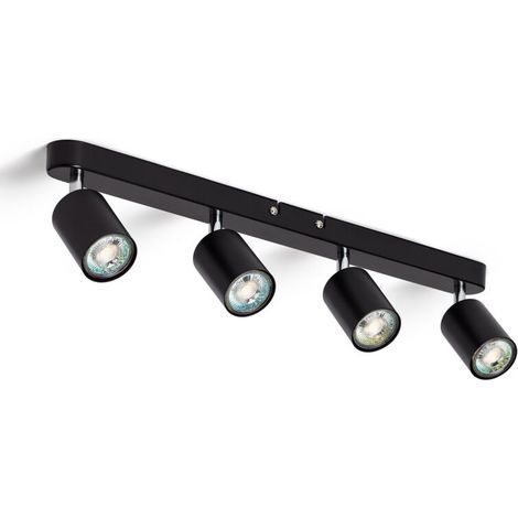 Plafonnier Orientable Métal 4 Spots Albus Black Large Noir (1/5)