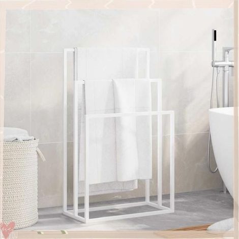 Porte-serviettes sur pied - VINGVO - 343091 - Blanc - Fer - 3 niveaux (1/5)