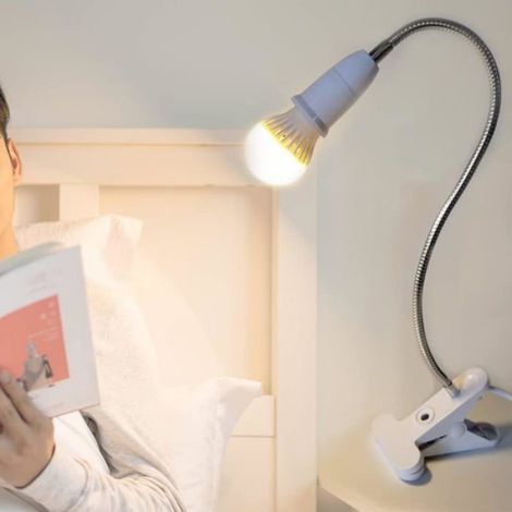 Lampe avec Pince E27 2Pcs 45W Lampe de Bureau a Pince avec Interrupteur Lampe Flexible E27 à Pince, Réglable 360 ° Col de Cygne (1/5)