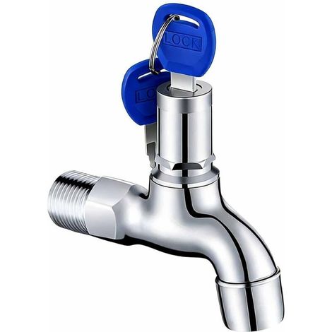 Robinet Antivol Verrouillable en Laiton avec Serrure Clé pour Extérieur, Jardin, Salle de Bain - Robinet d'Évier Sécurisé