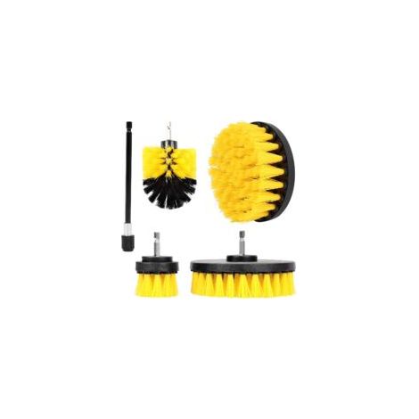 Bohrmaschinenbürsten-Set, 5-teilig, Reinigungsset für Bohrmaschinenbürsten, Bohrmaschinenbürste für Badezimmeroberflächen, Böden, Badewannen (2"/3,5"/4"/5" Bürsten + 1 Verlängerungsstange) - Crezuo