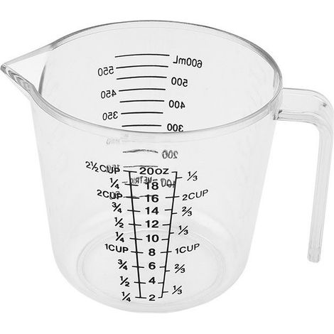 Verre doseur gradué pour liquides (ml), 600 ml / diamètre 15,5 cm / hauteur 10,5 cm