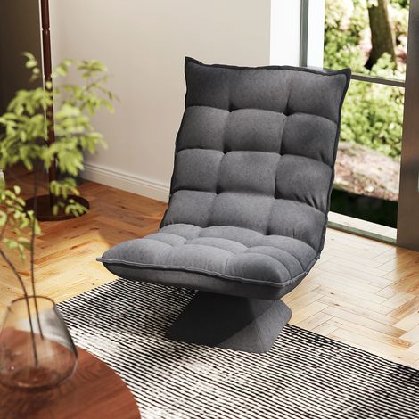 Sillón de lectura reclinable, giratorio, con aspecto de lino, 62 cm x 70 cm x 95 cm, gris.