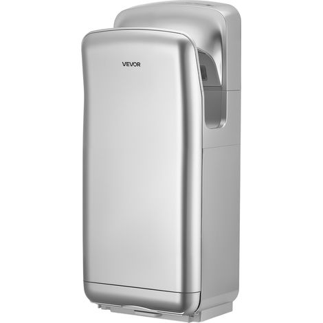 Sèche-Mains Électrique, Sèche-Mains Automatique avec Filtre HEPA pour Salle de Bain et Espaces Commerciaux, Moteur 19000 tr/min, Double Sortie d'Air, Montage Mural, Structure en ABS, Argent (1/5)