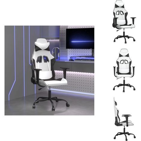 Chaise de jeu Blanc et noir Similicuir - Chaises Gaming - Fauteuil Gamer - Chaise Bureau - Chaise Ergonomique - Chaise Confortable (1/5)