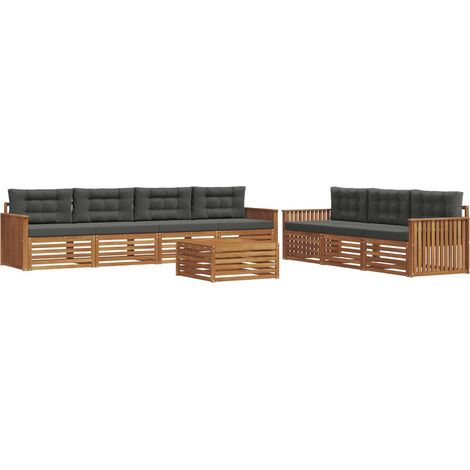 Conjunto de sofás de exterior 8 uds. Natural y Antracita vidaXL (1/5)