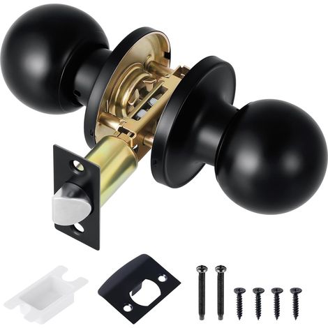 Boutons de Porte Poignée de Porte Ronde Non Verrouillable Sans Clé Boutons de Porte Intérieure pour Cuisine Placard Garde-Manger Portes de Couloir(Noir) (1/5)