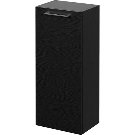 Napoli Nero Oak 350mm Wall Mounted Single Door Side Cabinet - 350mm - Chrome 160mm Handle