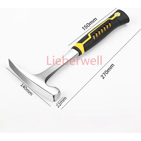 Marteau de sélection de roche en acier à haute teneur en carbone, marteau à griffes géologiques tout en acier avec poignée en caoutchouc antidérapante, finition brossée 1 pièce (1/2)