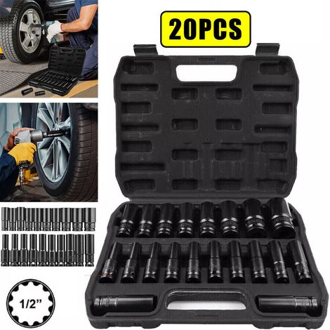 FLITI 20-Piece 1/2" Impact Socket Set, Carbon Steel, 8-32mm, with Storage Box (1/5)