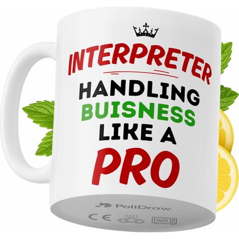 Taza para intérprete. Divertida taza de café o té con diseño gráfico y texto humorístico. Taza ideal para cumpleaños, santos y días festivos. Taza premium para ocasiones especiales en casa, la oficina (1/5)