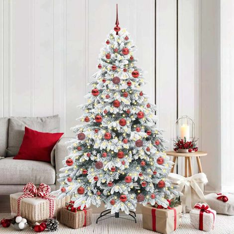 Künstlicher Weihnachtsbaum mit 300 LEDs Weiß 180 cm PE und PVC
