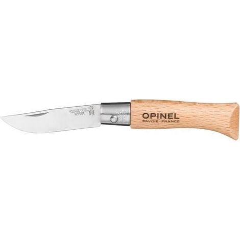 Couteau - Tradition - Lame 4 cm - Yatagan en acier Sandvik 12C27 - Manche hêtre verni (1/4)