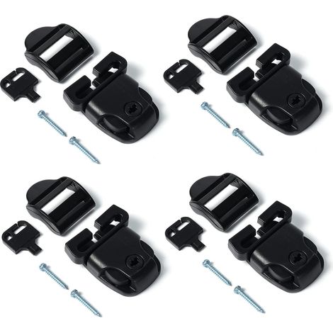 4-teiliges Whirlpool-Verriegelungsset – Schwarzer Kunststoff – Sichere Verriegelung mit Schlüssel – Für Gurte mit 25–33 mm Breite – Whirlpool-Wartung (1/5)
