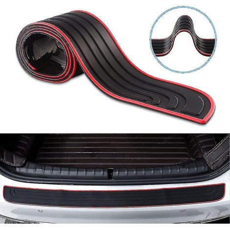 Protection de pare-chocs arrière, protection universelle de seuil de porte de voiture, bande adhésive rouge noire (90 cm/35,4 pouces) (1/5)