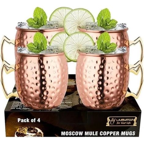 Tasses Moscow Mule - Premium - 4 pièces - Cuivre - 500ml - Jaune (1/4)