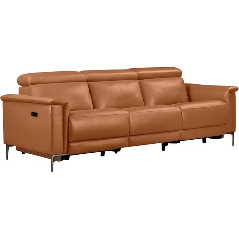 Lund-Canapé 3 places avec 2 fauteuils électriques Cognac PU (1/5)