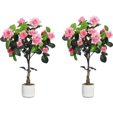 Rosal artificial, diseño realista, no requiere mantenimiento, 2 piezas de 75 cm. (1/2)