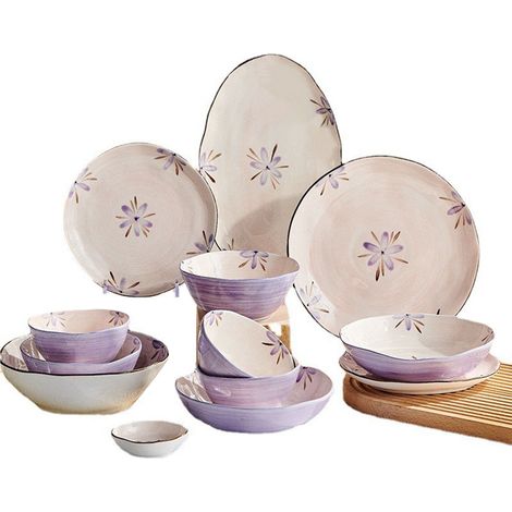 Bol en céramique violette de 12,5 cm (5 po) - Bol à soupe raffiné en céramique pour salade, pâtes, riz et dessert (1/5)