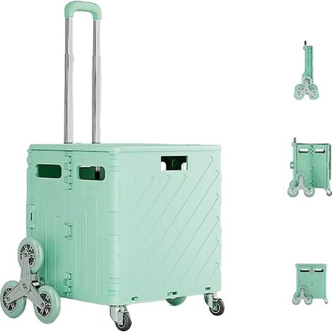Chariot de courses, capacité de 75 L, design portable et pliable, vert (1/2)