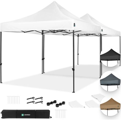 VONROC Faltpavillon – 6x3 m – Set inkl. 2x Pavillon & 1x Verbindungs-Set – Modular, Faltbar, Wasserdicht, Stahlrahmen, UV-Schutz 50+, inkl. Aufbewahrungstaschen – Weiß