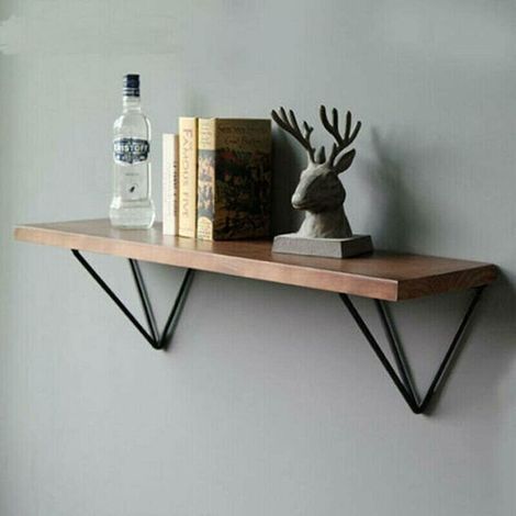 Lot de 2 équerres d'étagère triangulaires en métal à prisme géométrique du milieu du siècle - Noir - 10cm- Support mural(Hors planches de bois)-- (1/5)