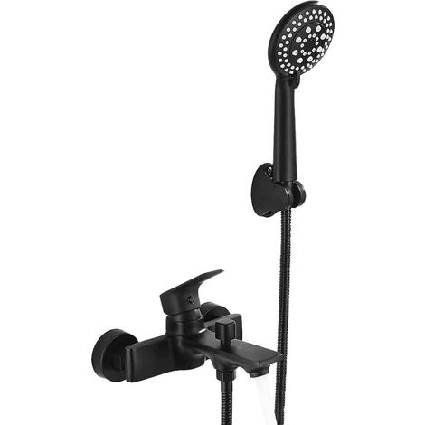 Miscelatore per Vasca completo di tubo metallico, soffione Nero Opaco X001-3-B