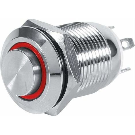 Commutateur de Bouton Poussoir de Puissance de la Voiture LED de 12mm, 1NO imperméabilisant momentané en métal de commutateur de Cercle de Bouton Poussoir 4 rouge