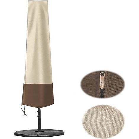 Regenschutzhülle für Sonnenschirme Sonnenschirmhülle Staubdicht Wasserdicht Schutzhülle für Sonnenschirme Schutzhülle für Stehschirme Beige Braun 200 (1/5)