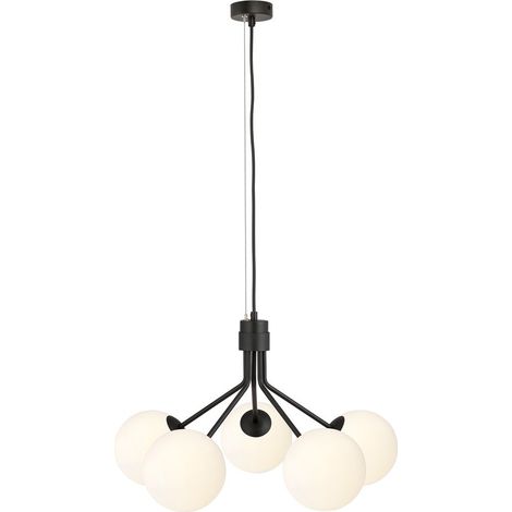Lampada a Sospensione Nova, Acciaio verniciato a polvere, Vetro, Nero, Bianco, 57x100x46 cm (1/5)