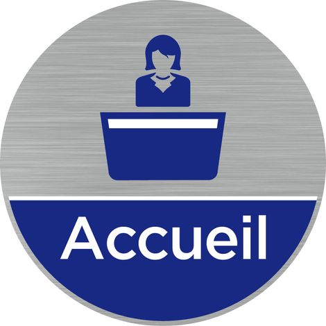 Pictogramme Accueil (Q0470).- Plaque aluminium brossé - Diamètre 83 mm (1/5)
