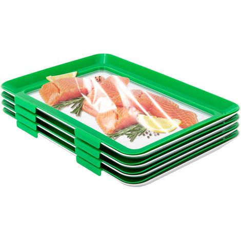 4er Set Lunchbox Fresh Frischhalteplatten Aufschnittbox Stapelbar Frischhaltedosen mit Deckel Wiederverwendbare Frischhaltefolie Vorratsbehälter Set, Grün