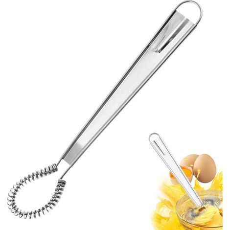 tiyiyok Kitchen Whisk, Stainless Steel Whisk, 20.5cm Mini Whisk, Stainless Steel Manual Kitchen Utensils for Beating Eggs, Cream, etc. (1/4)