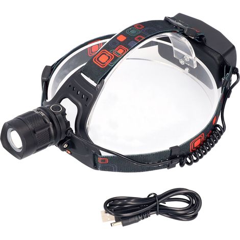 Lampe frontale LED rechargeable USB 1200LM étanche, torche de secours pour camping extérieur (1/5)