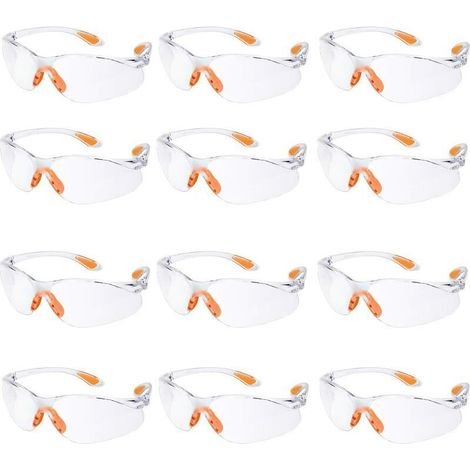 Lot de 12 Lunettes de Sécurité Transparentes Anti-Rayures avec Nez en Caoutchouc pour Chantier (1/4)