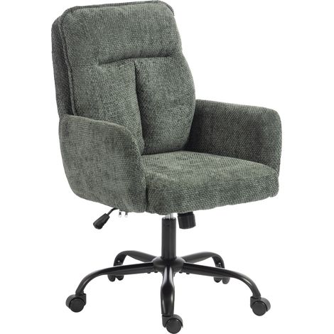 Chaise bureau ergonomique, fauteuil de bureau avec hauteur réglable, assise large, fonction bascule, vert foncé, pour bureau, confort optimal (1/5)
