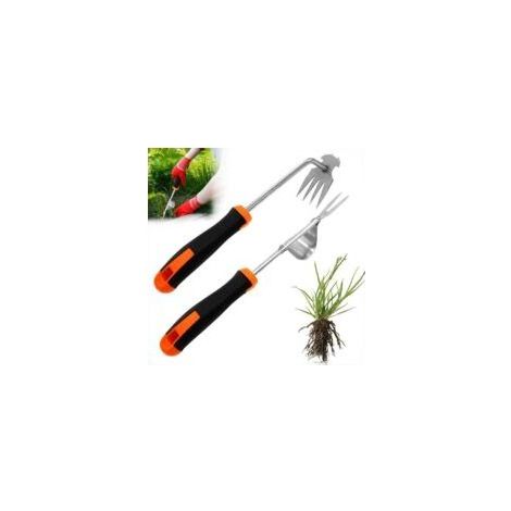 Umweltfreundlicher Handunkrautstecher mit ergonomischem Griff, Handunkrautstecher mit Edelstahlgriff, Unkrautrechen, Gartengerät für Rasen und Gemüsegarten (1/5)