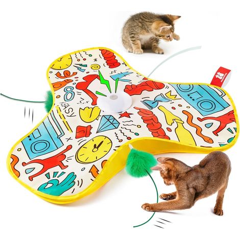 Jouet interactif en plumes pour chat, plumes mobiles imprévisibles dans la couverture, exercice pour chaton, jouet rechargeable automatique d'intérieur (1/5)