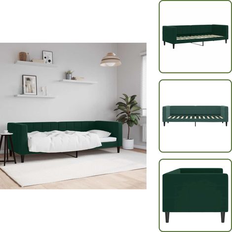 The Living Store Sofá cama sin colchón terciopelo verde oscuro 80x200 cm - Sofá cama 2 en 1