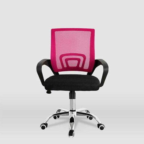 Silla de estudio juvenil Martina en rosa y negro. Alto: 88-98, Ancho: 57, Fondo: 53.5 (1/4)