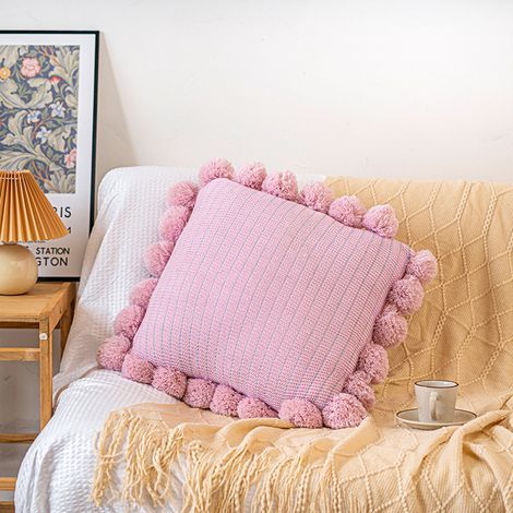 (rose, 45 x 45 cm) Taie d'oreiller décorative de style bohème avec broderie à la main adaptée pour canapé lit, chambre à coucher, canapé (1/5)