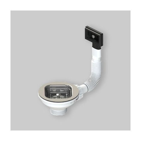 Drain à Bouchon Carré Brillant "Multi Style" Avec Trop-Plein Rectangulaire Fini Brillant (1/3)