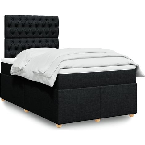 Maison Exclusive - Cama box spring con colchón tela negro 120x200 (1/5)